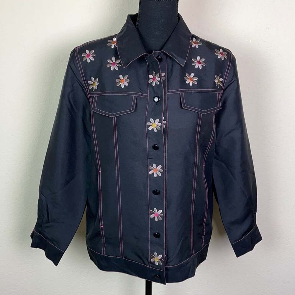 Vintage Bob Mackie Wearable Art daisy silk blouse/shacket